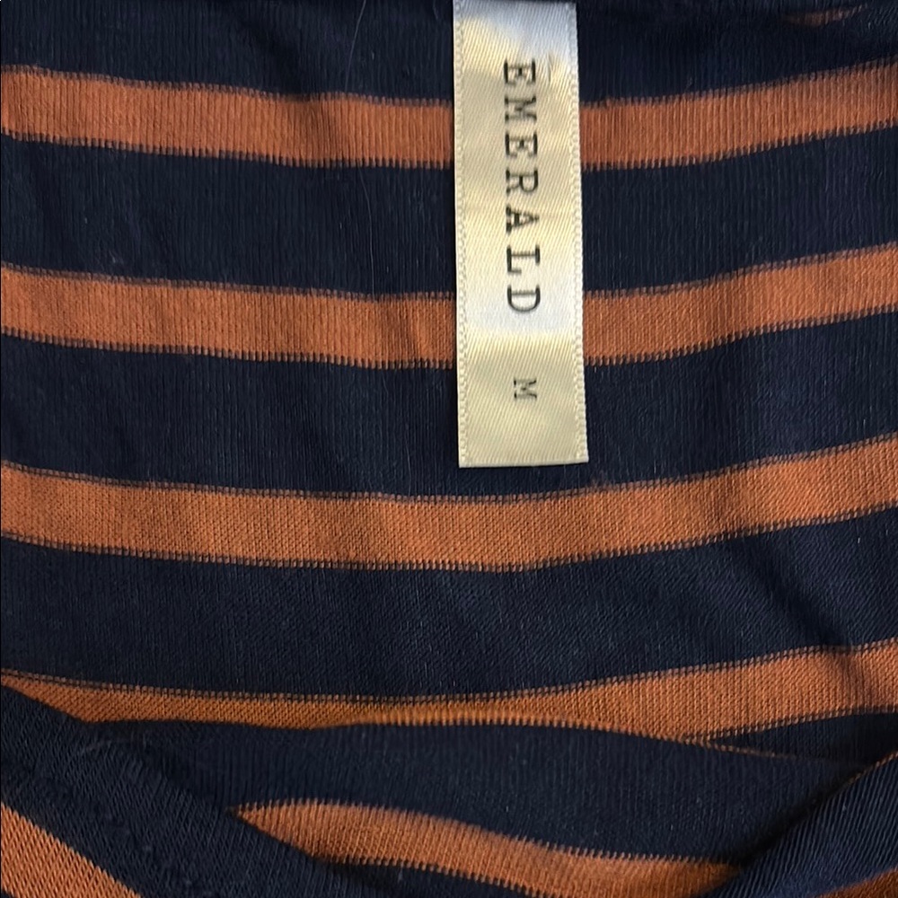 Game Day Navy and Orange Striped Long Sleeve Top
